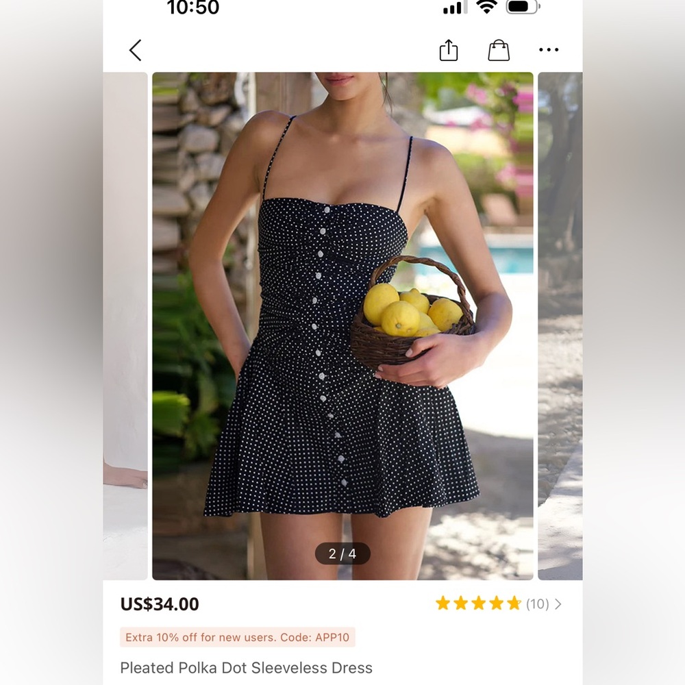 COMMENSE pleated polkadot sleeveless dress